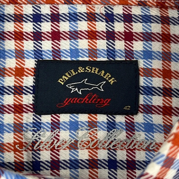 Paul & Shark Yachting Silver Collection Red Blue Check Men's button down shirt - Picture 4 of 10